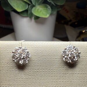 ESPO 925 Sterling Silver CZ Cluster Stud Earrings Cubic Zirconia